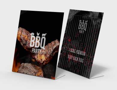 Display de Mesa com Arte Variável Tipo L em PVC 0,5mm Cristal Frente e Verso 8,5x5,4cm - 4x0 - 1 unid