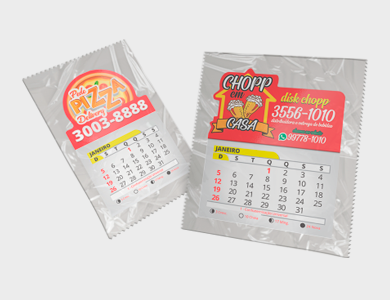 Ímã de Geladeira com Faca Personalizada e Bloco de Calendário 2026 Embalado Individualmente Supremo 8x5cm - 4x0 - 5000 unid