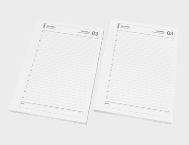 Miolo de Agenda A5 Sulfite 75g PB - Modelo Semanal 2026 - 1x1 - 25 unid